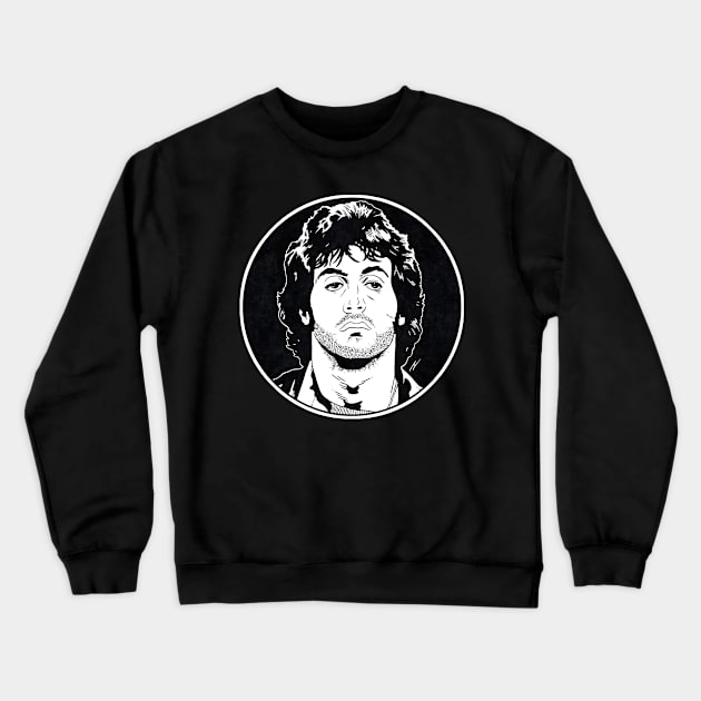 RAMBO - First Blood (Circle Black and White) Crewneck Sweatshirt by Famous Weirdos